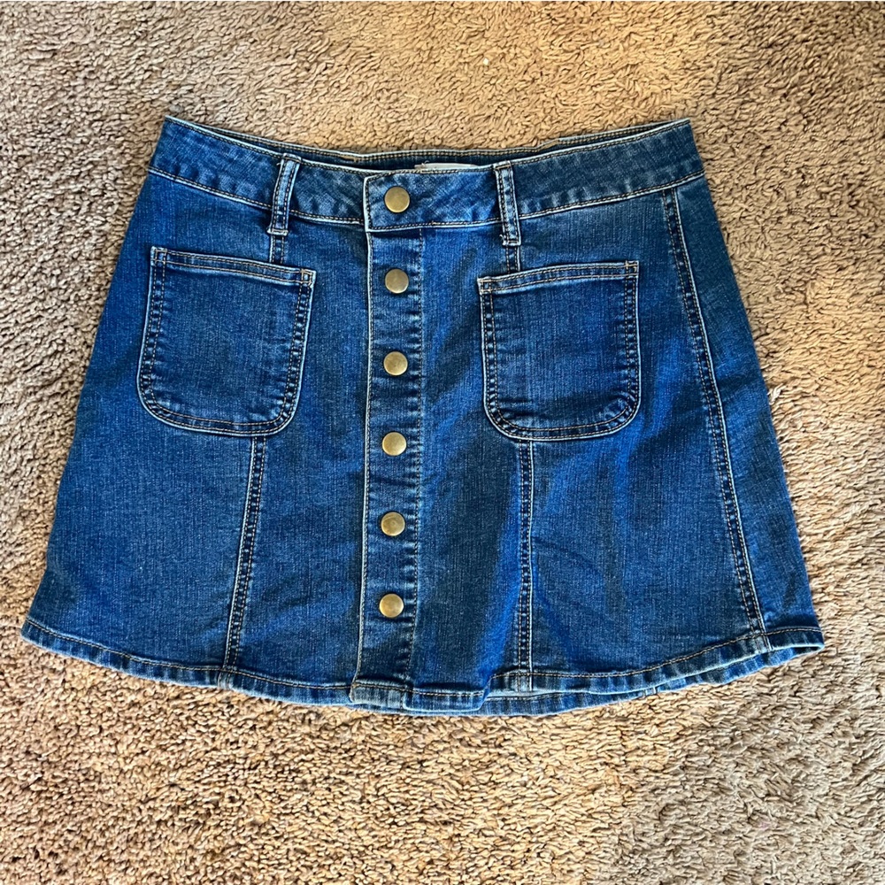 Altar'd state blue Jean snap up skirt